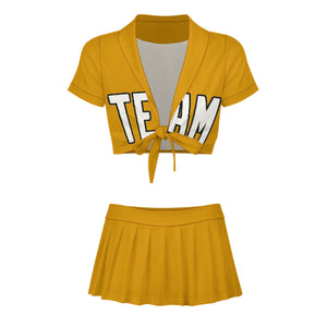 Custom Yellow White Cheerleading Uniform Set