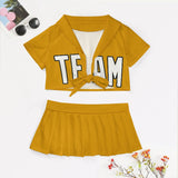 Custom Yellow White Cheerleading Uniform Set