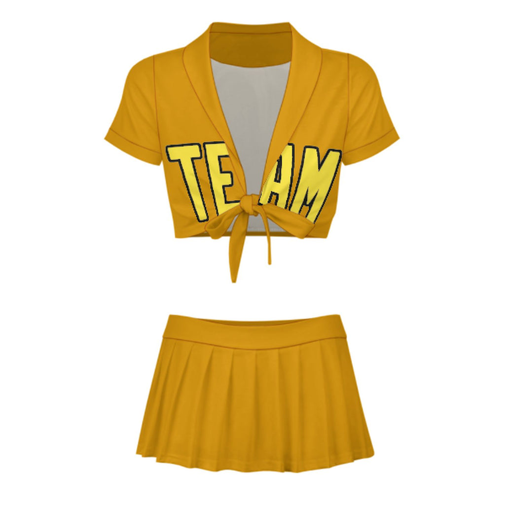 Custom Yellow Light Yellow Cheerleading Uniform Set