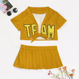 Custom Yellow Light Yellow Cheerleading Uniform Set