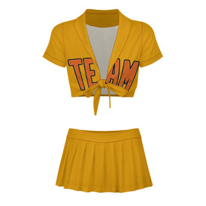 Custom Yellow Orange Cheerleading Uniform Set