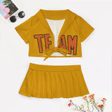 Custom Yellow Orange Cheerleading Uniform Set