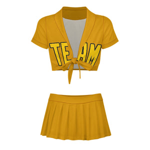 Custom Yellow Gold Cheerleading Uniform Set