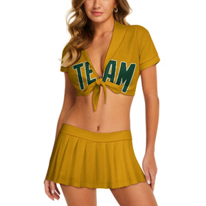 Custom Yellow Green Cheerleading Uniform Set