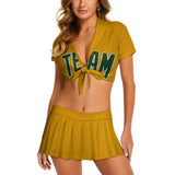 Custom Yellow Green Cheerleading Uniform Set