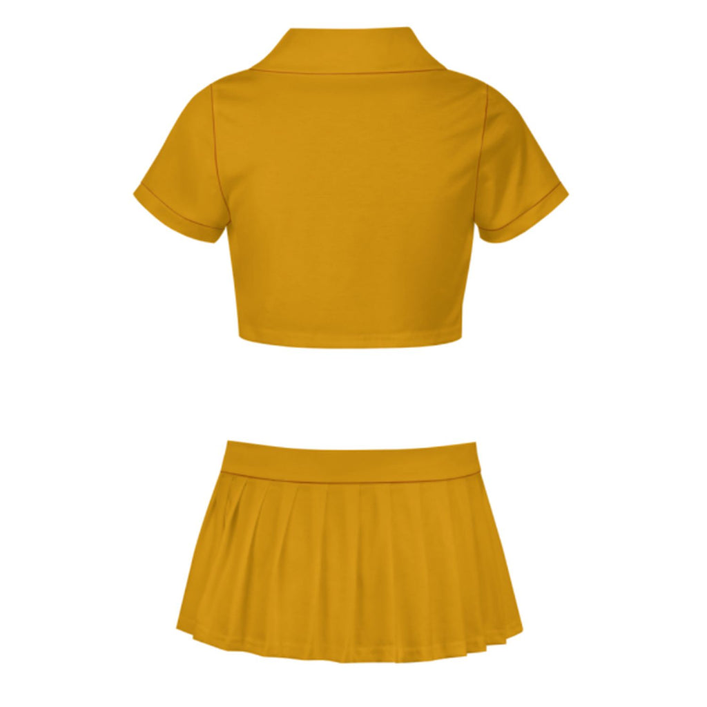 Custom Yellow Purple Cheerleading Uniform Set