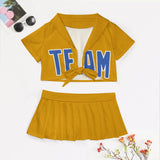 Custom Yellow Sky Blue Cheerleading Uniform Set