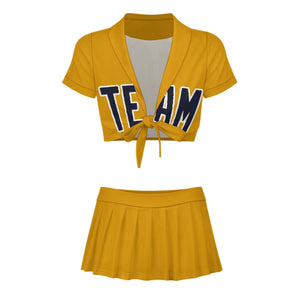 Custom Yellow Navy Cheerleading Uniform Set