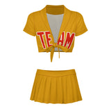 Custom Yellow Orange Red Cheerleading Uniform Set