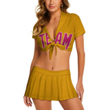 Custom Yellow Pink Cheerleading Uniform Set