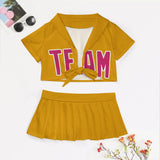 Custom Yellow Pink Cheerleading Uniform Set