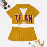 Custom Yellow Crimson Red Cheerleading Uniform Set