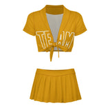 Custom Yellow Yellow Cheerleading Uniform Set