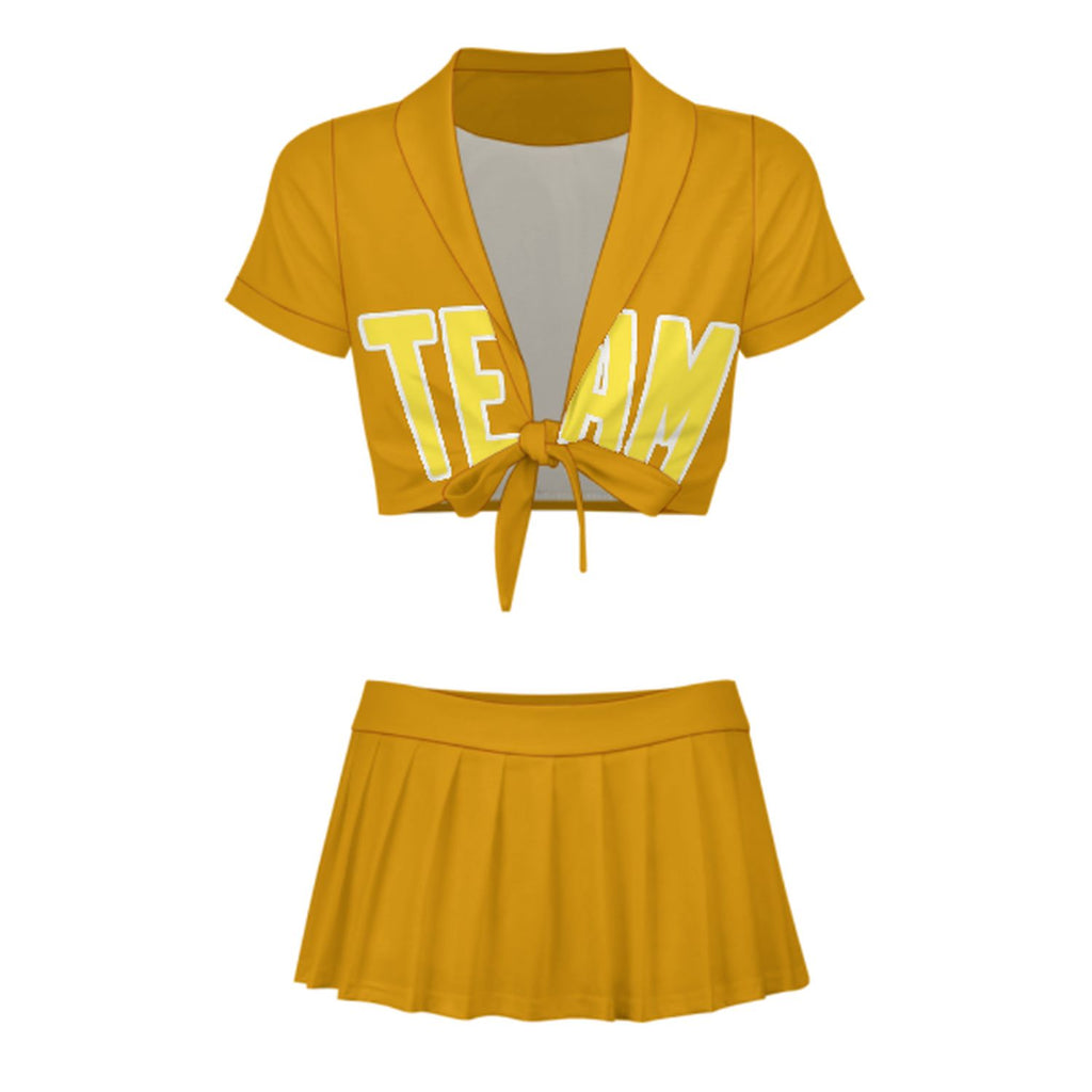Custom Yellow Light Yellow Cheerleading Uniform Set