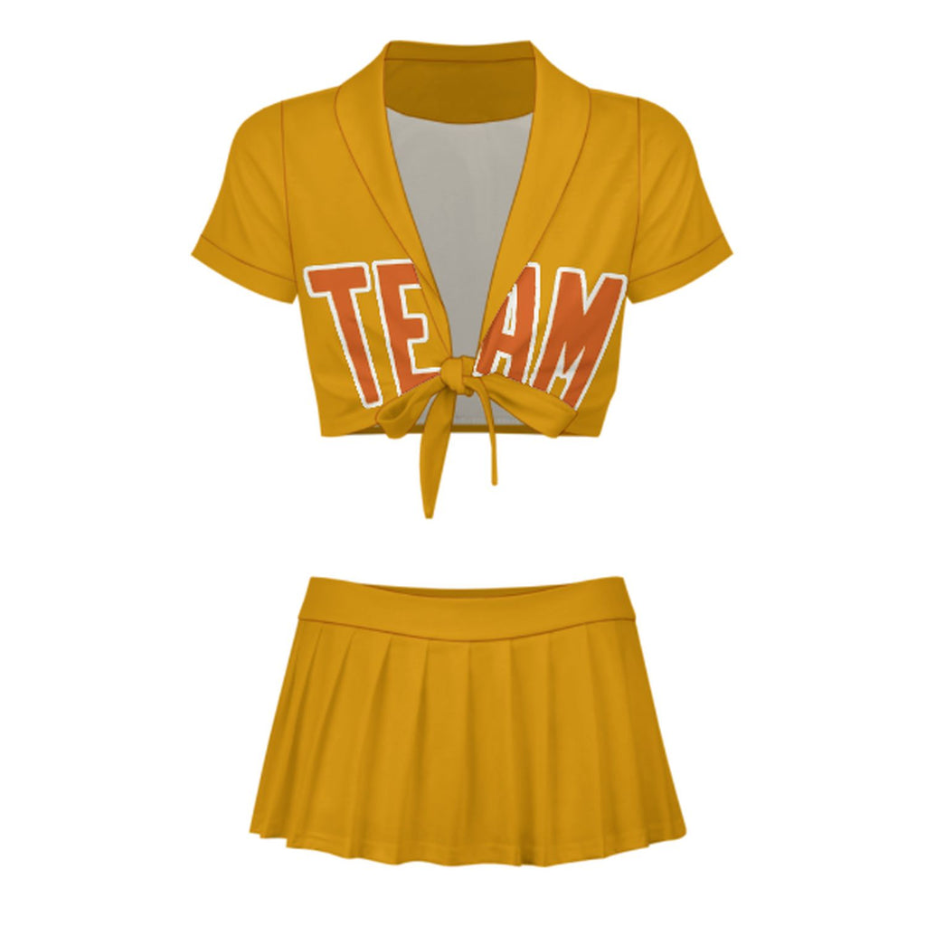 Custom Yellow Orange Cheerleading Uniform Set