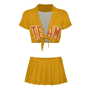Custom Yellow Orange Cheerleading Uniform Set