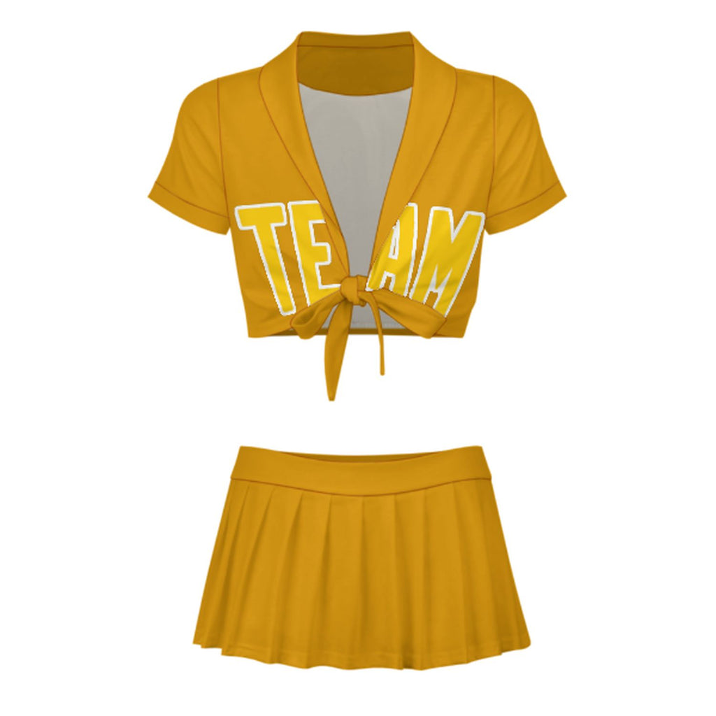 Custom Yellow Gold Cheerleading Uniform Set