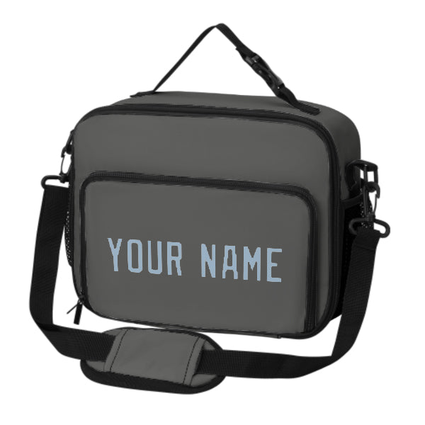 Custom Dark Grey Light Blue Lunch Bag