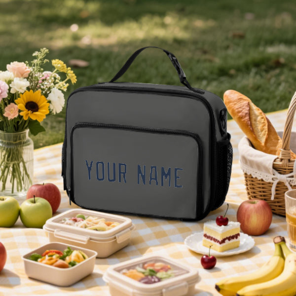 Custom Dark Grey Blue Lunch Bag