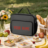 Custom Dark Grey Orange Red Lunch Bag