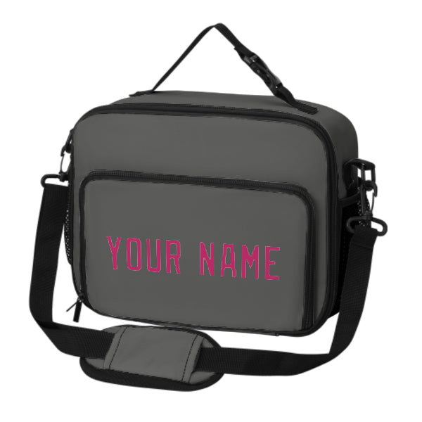 Custom Dark Grey Pink Lunch Bag