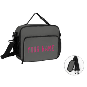 Custom Dark Grey Pink Lunch Bag