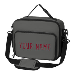 Custom Dark Grey Crimson Red Lunch Bag