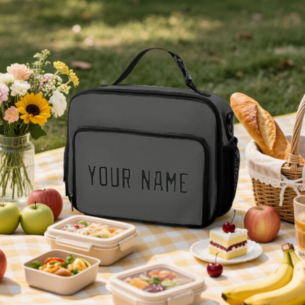 Custom Dark Grey Black Lunch Bag