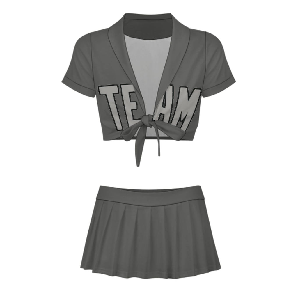 Custom Dark Grey Gray Cheerleading Uniform Set