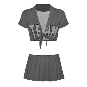 Custom Dark Grey Gray Cheerleading Uniform Set