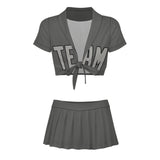 Custom Dark Grey Gray Cheerleading Uniform Set