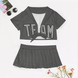Custom Dark Grey Gray Cheerleading Uniform Set