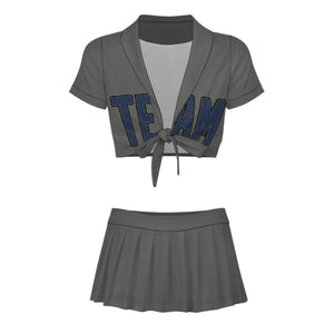 Custom Dark Grey Blue Cheerleading Uniform Set