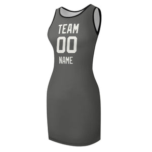 Custom Dark Grey White Sleeveless Vest Dress