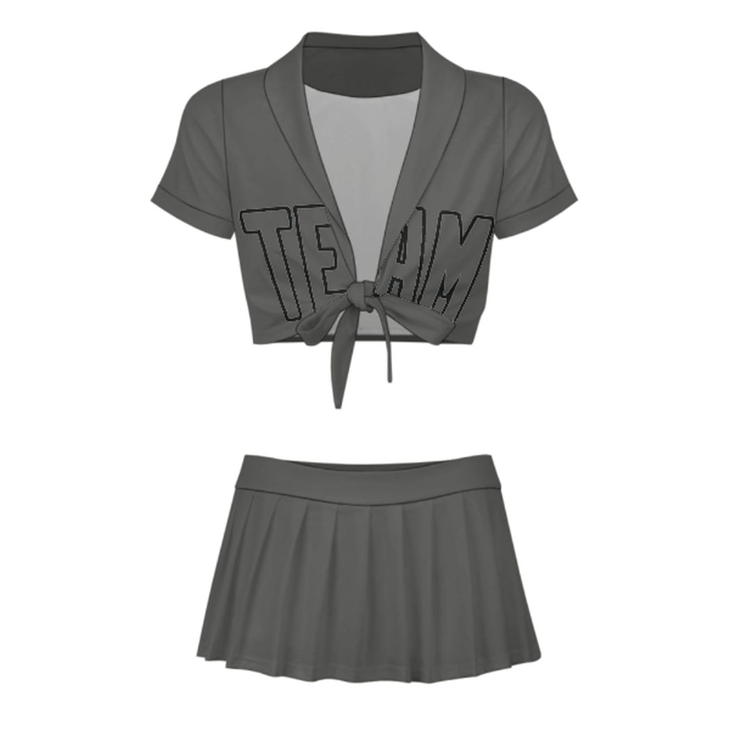 Custom Dark Grey Dark Grey Cheerleading Uniform Set