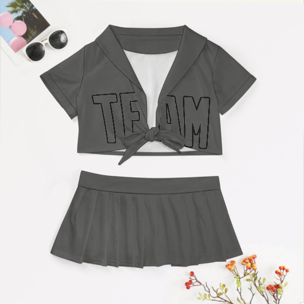 Custom Dark Grey Dark Grey Cheerleading Uniform Set