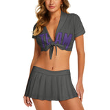 Custom Dark Grey Light Purple Cheerleading Uniform Set