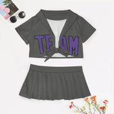 Custom Dark Grey Light Purple Cheerleading Uniform Set