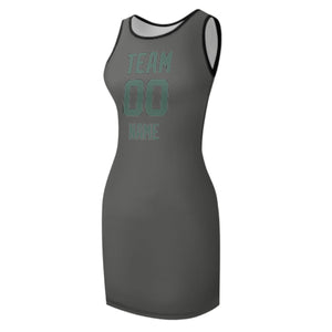 Custom Dark Grey Blue Green Sleeveless Vest Dress