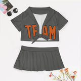 Custom Dark Grey Orange Cheerleading Uniform Set