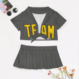 Custom Dark Grey Gold Cheerleading Uniform Set