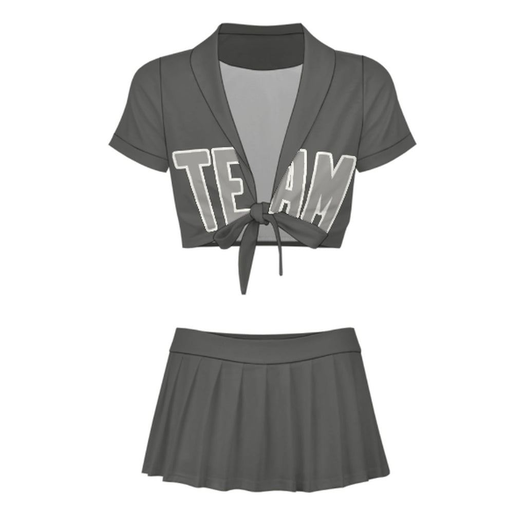 Custom Dark Grey Gray Cheerleading Uniform Set