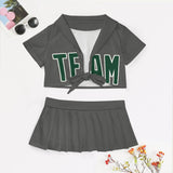 Custom Dark Grey Green Cheerleading Uniform Set