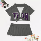 Custom Dark Grey Purple Cheerleading Uniform Set