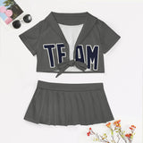 Custom Dark Grey Navy Cheerleading Uniform Set