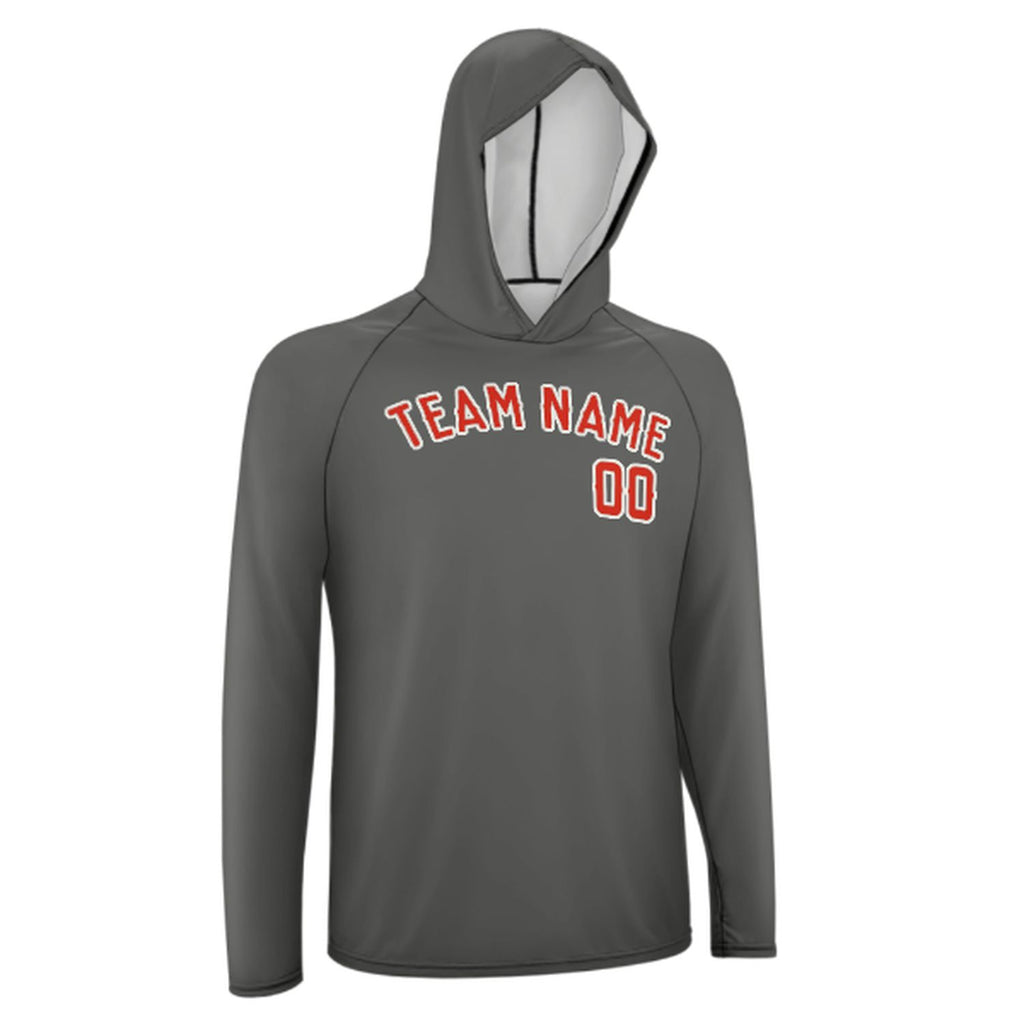 Custom Dark Grey Orange Red UV-Hoodie