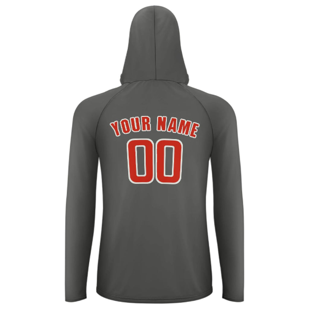 Custom Dark Grey Orange Red UV-Hoodie