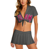 Custom Dark Grey Pink Cheerleading Uniform Set