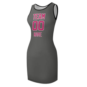Custom Dark Grey Pink Sleeveless Vest Dress