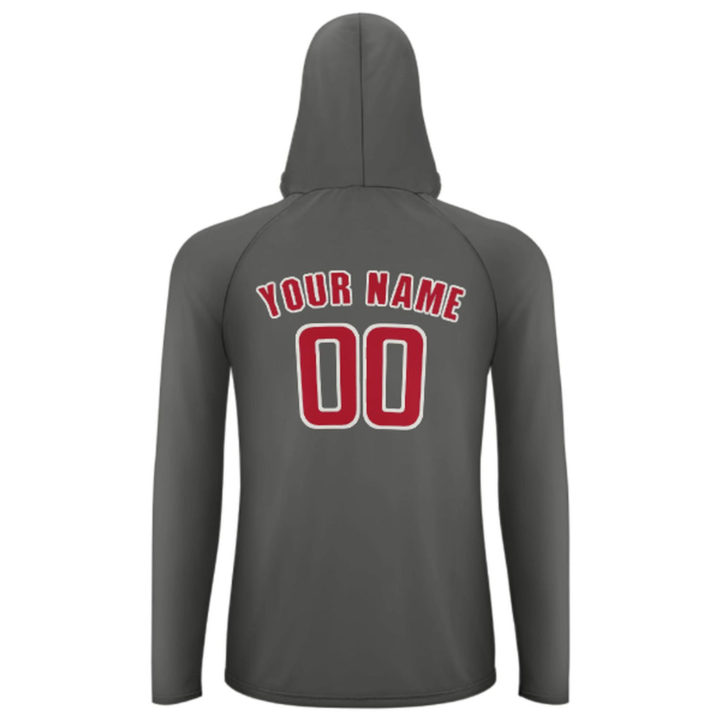 Custom Dark Grey Red UV-Hoodie